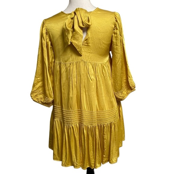 Cleobella Adelyn Mini Dress Chartreuse Yellow Boho Batwing Swing Small - Picture 12 of 16